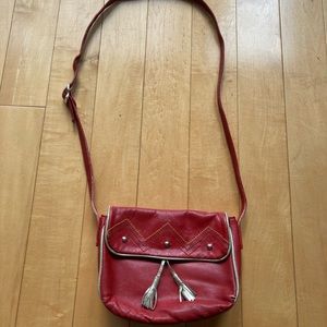 Genuine red leather shoulder bag circa 1960s